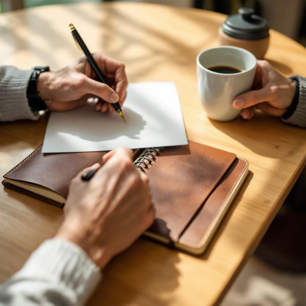 Hands working at desk