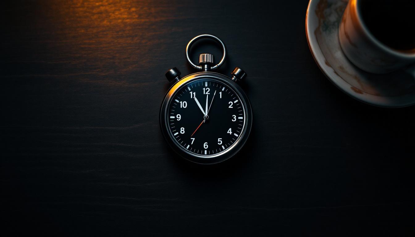 A stopwatch resting on a printed code listing representing JavaScript timing measurements