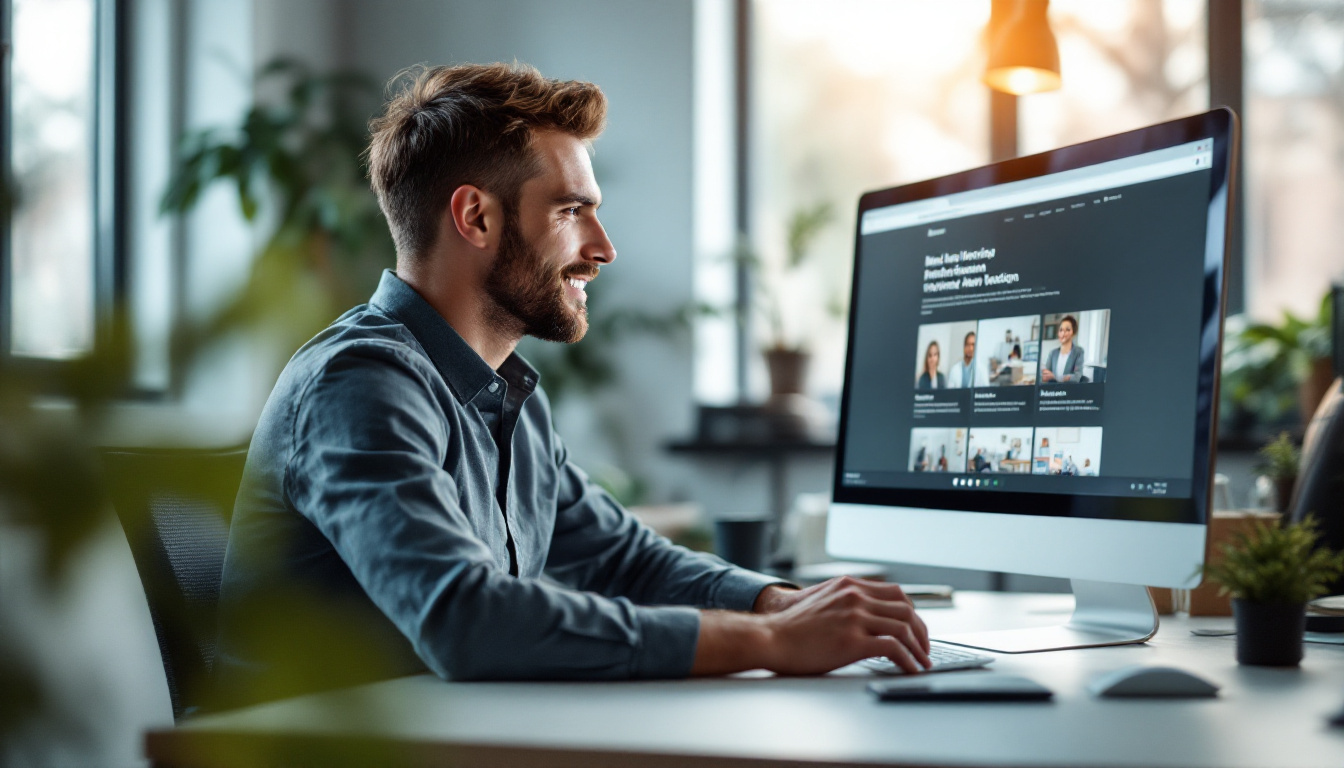 A business owner reviewing a finished professional website instead of building an app