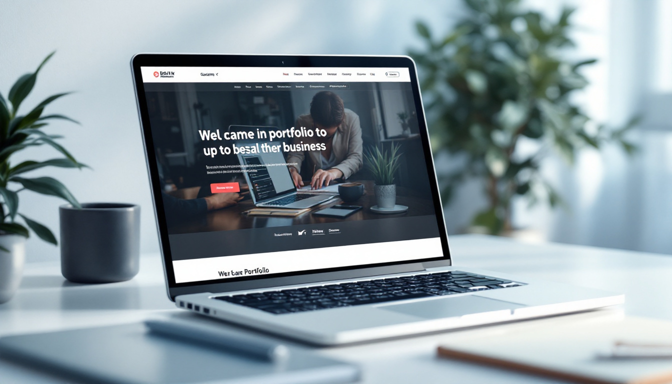 A finished business website on a laptop, built without a design tool