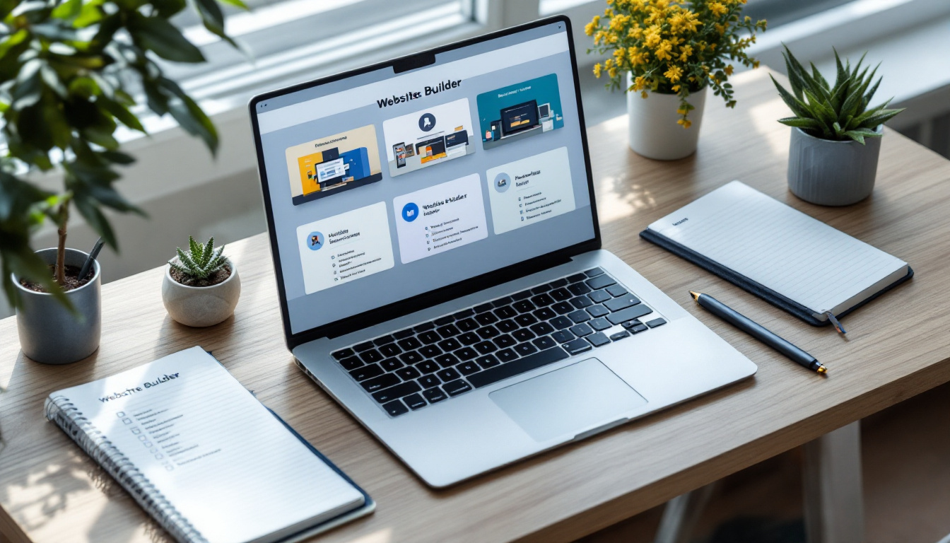 A desk comparing several AI website builders with a ranked checklist