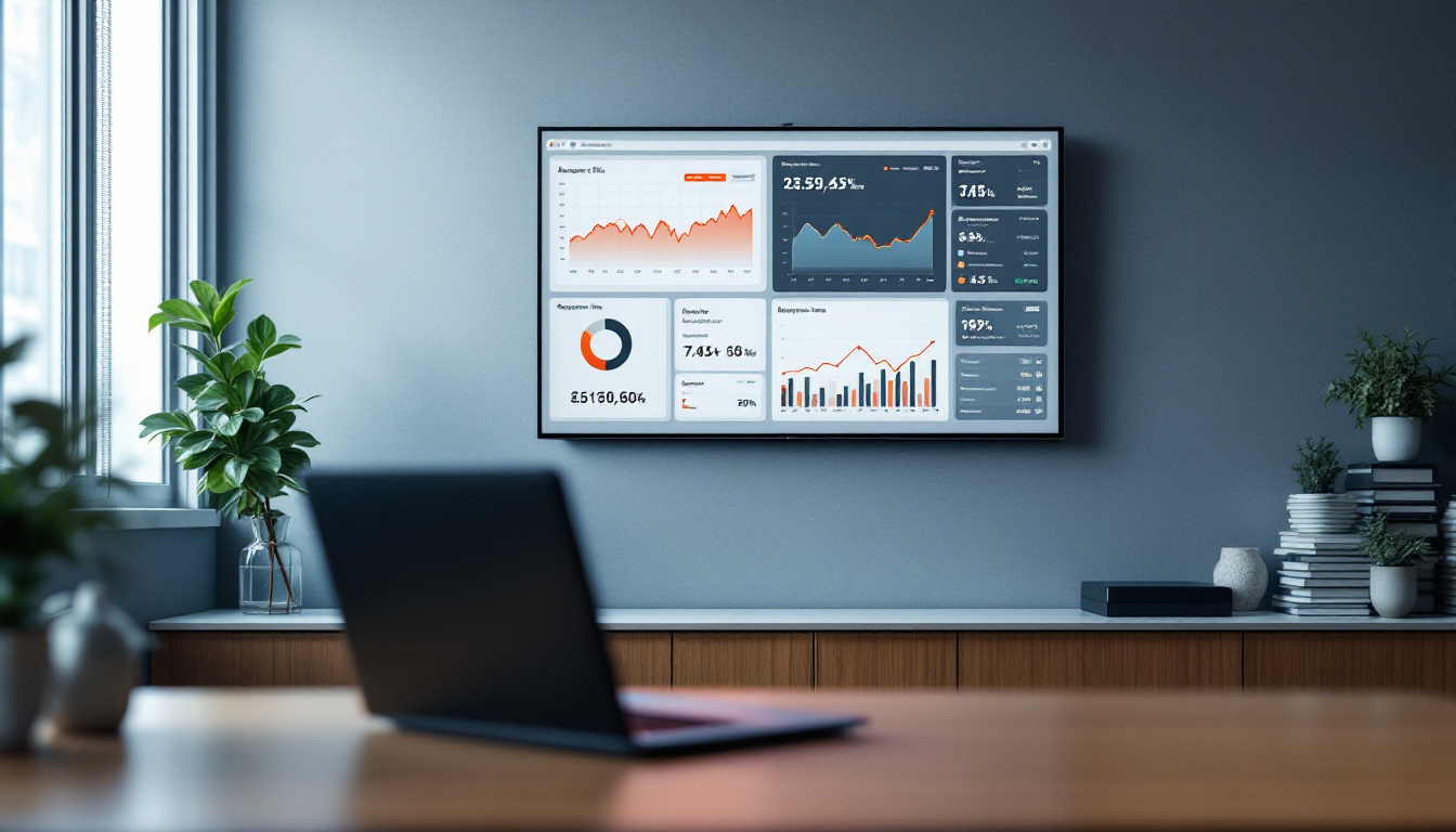 A monitoring dashboard on a wall screen showing traffic and response times for an online store